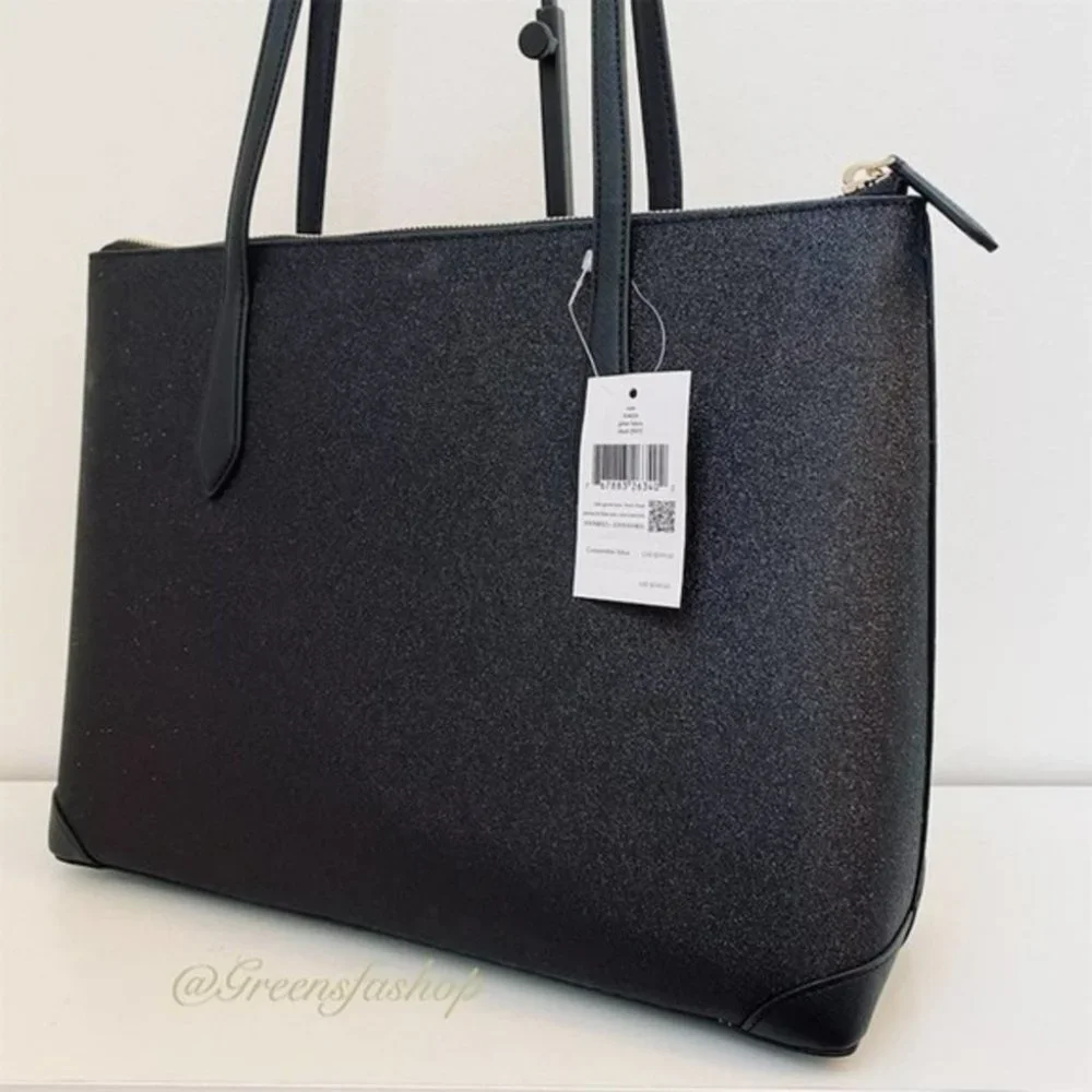 Kate spade shimmy glitter tote shoulder bag black new - Picture 5 of 11